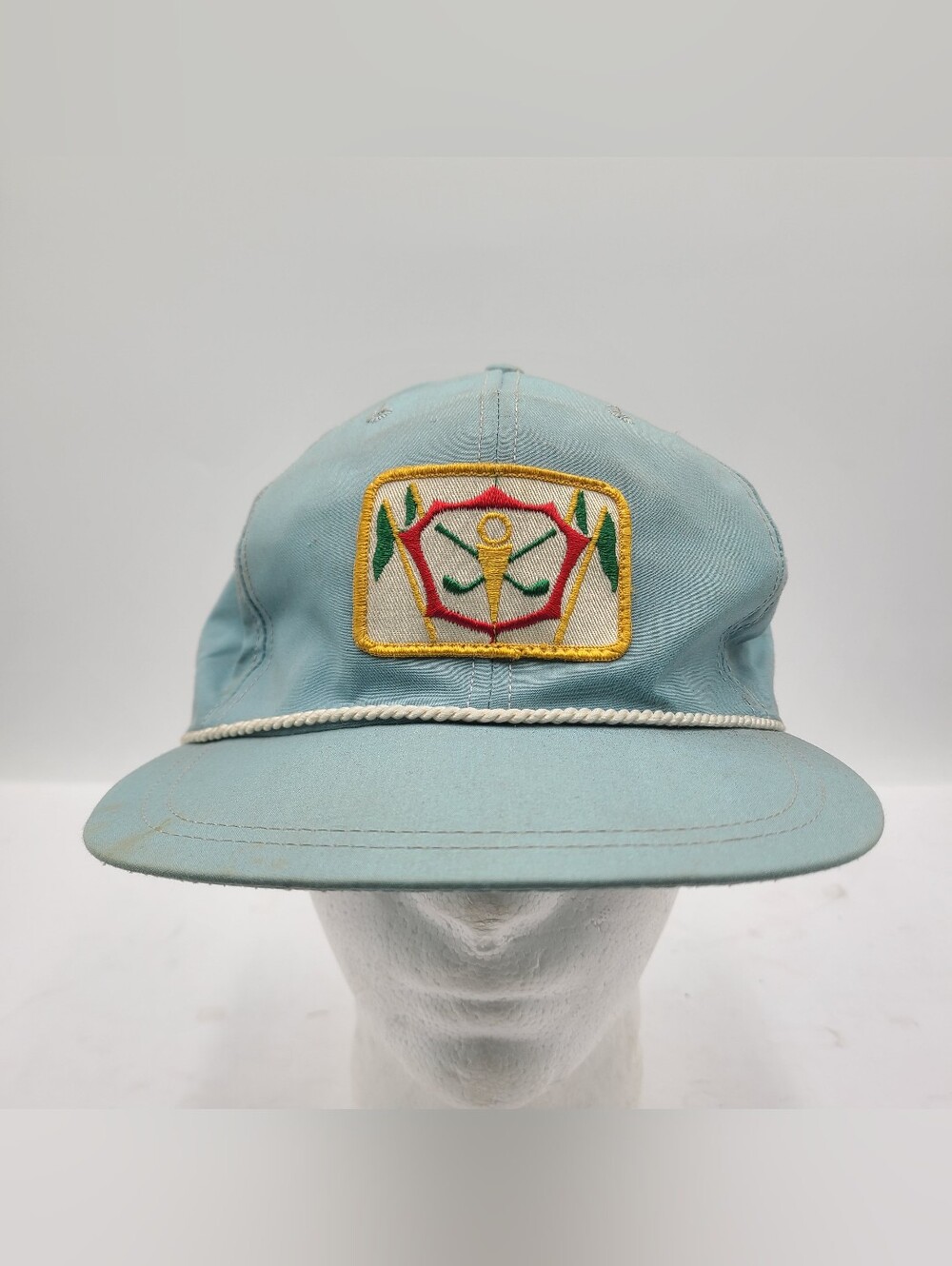 B55 Vintage Golf Union Made USA Patch Hat Blue Golfer Dacron And Pima Cotton